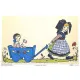Poster Hansi Fillette tirant un chariot avec un bébé 43cm x 28cm
