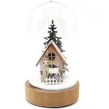 Scène de Noël sous Cloche avec Maison illuminé Led