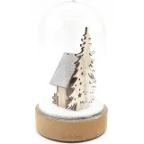 Weihnachtsszene unter Glocke Mit Haus beleuchtet Led