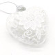 Glass Heart Pendant Decorated with White Lace