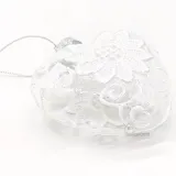Aufhängung Herz Aus Glas mit weißen Spitzen verziert