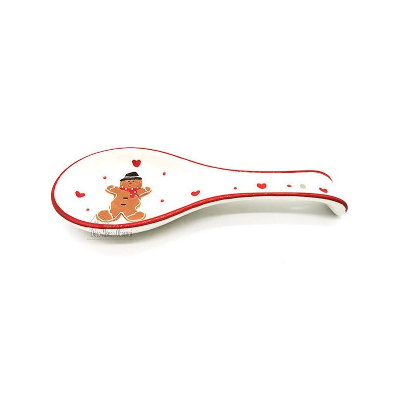 Ceramic Spoon Rest Mannele decor in Alsatian Gingerbread