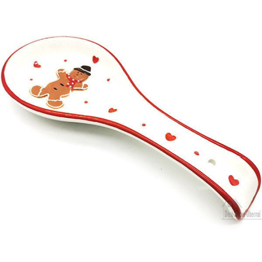 Ceramic Spoon Rest Mannele decor in Alsatian Gingerbread