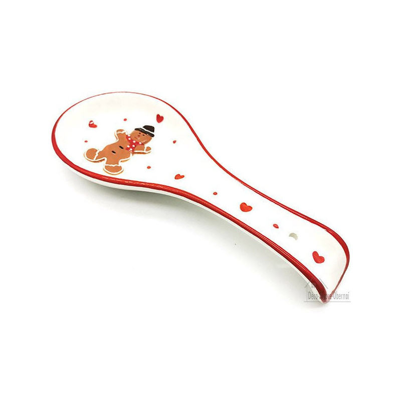 Ceramic Spoon Rest Mannele decor in Alsatian Gingerbread