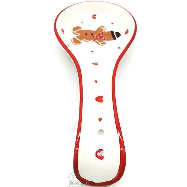 Ceramic Spoon Rest Mannele decor in Alsatian Gingerbread