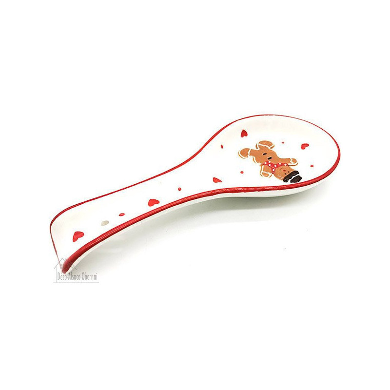 Ceramic Spoon Rest Mannele decor in Alsatian Gingerbread