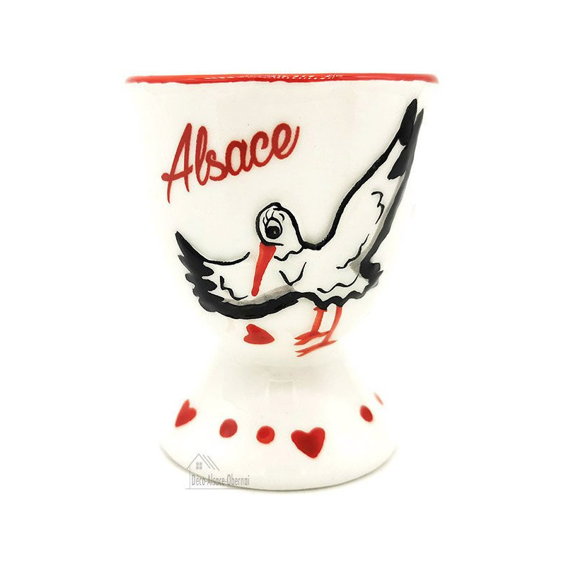 Coquetier en Céramique décor Cigogne d'Alsace