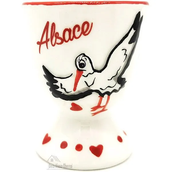 Ceramic Egg Cup with Cigogne d'Alsace decor