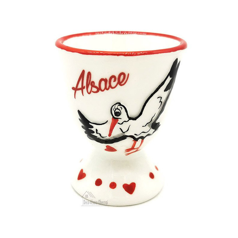 Coquetier en Céramique décor Cigogne d'Alsace