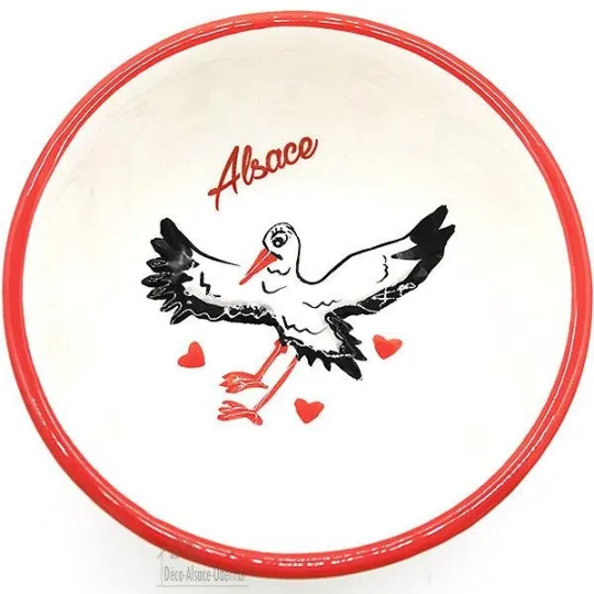 Kommetje in Keramiek met Ooievaar Elzas Decor