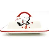Ceramic Butter Dish Alsace stork design