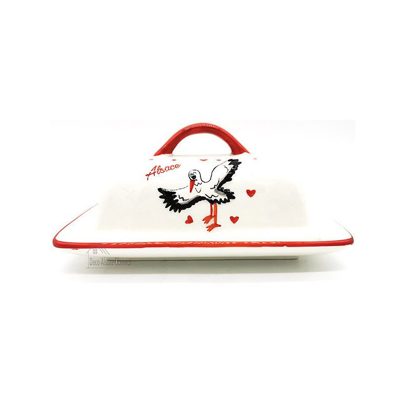 Ceramic Butter Dish Alsace stork design