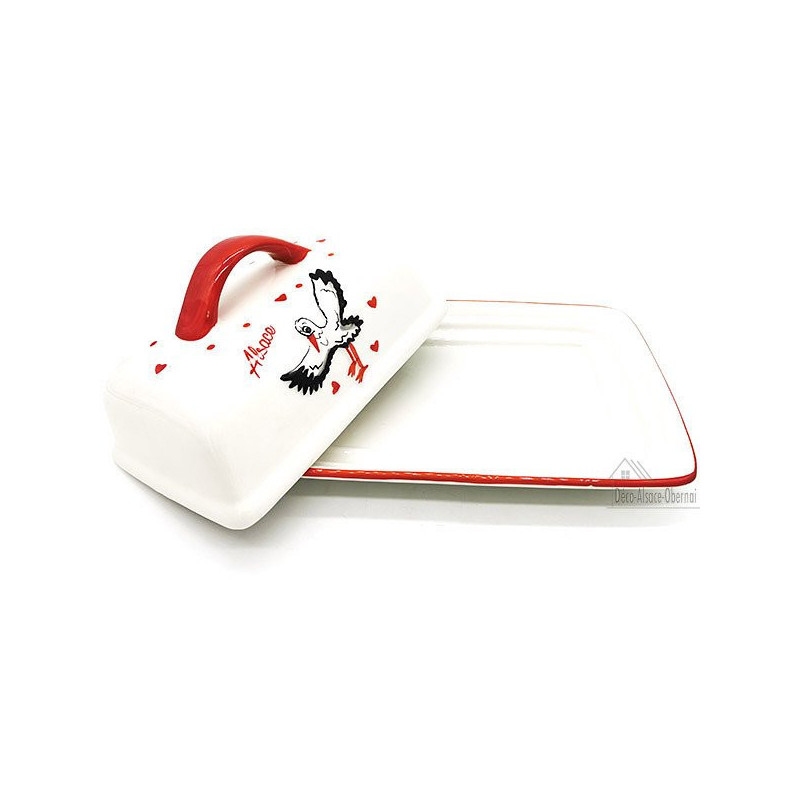 Ceramic Butter Dish Alsace stork design
