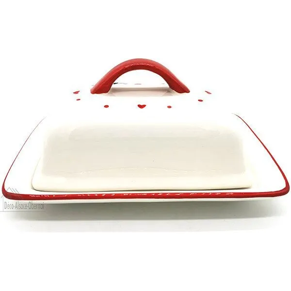 Beurrier en Céramique décor Cigogne d'Alsace