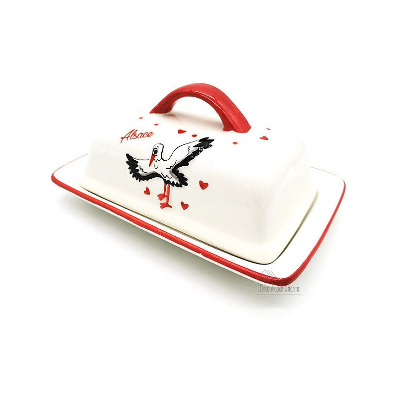Ceramic Butter Dish Alsace stork design