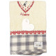 Essuie-Mains de Cuisine carré 100% Coton épais fond Écru bandeau Vichy gris brodé Coeur