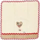Essuie-Mains de Cuisine carré 100% Coton épais fond Écru bandeau en Jute brodé Coeur
