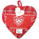 Red Gingham Heart Kitchen Potholder on a red background with Hearts decor