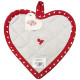 Kitchen pot holder Heart embroidered Heart on gray background and red border