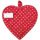 Kitchen pot holder Heart embroidered Heart on gray background and red border