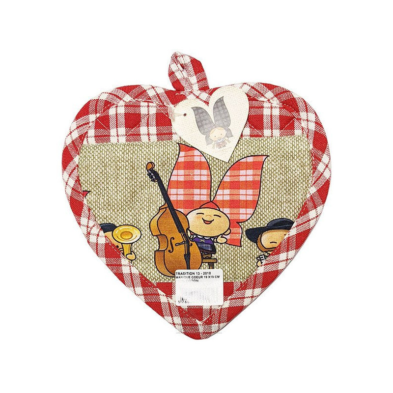 Manique de Cuisine Coeur Vichy rouge décor Lovely Alsace