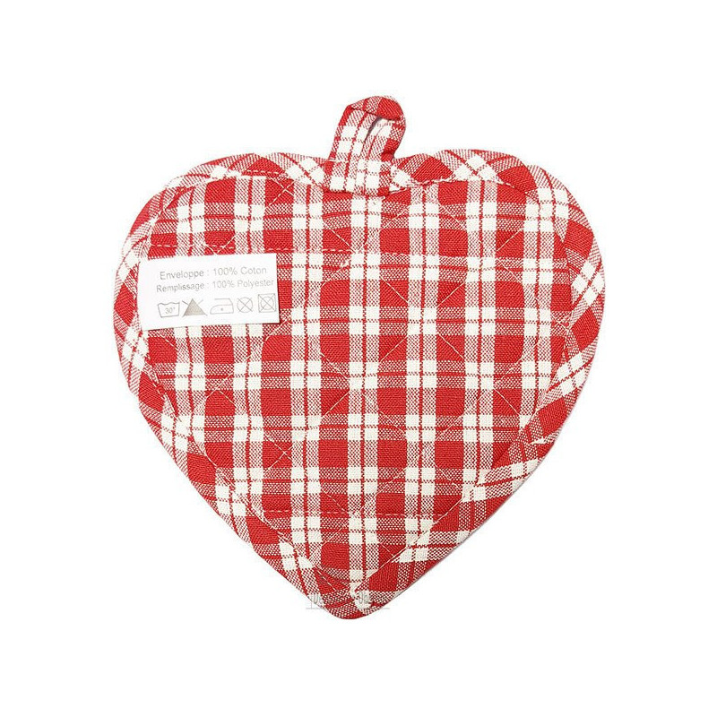 Manique de Cuisine Coeur Vichy rouge décor Lovely Alsace