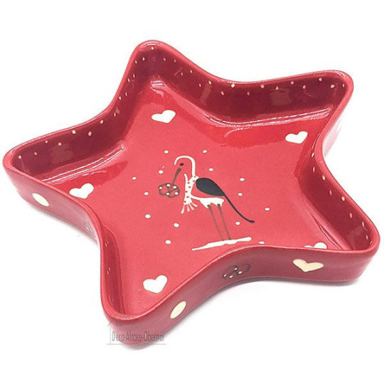 Moule forme Étoile de Soufflenheim Rouge décor Cigogne d'Alsace