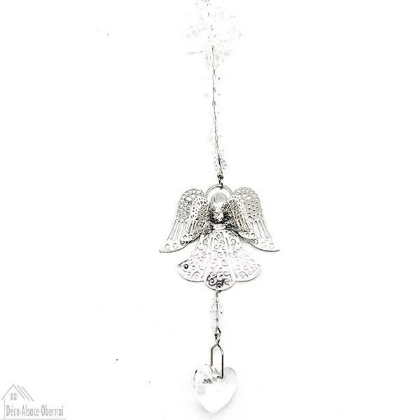 Angel Window Decoration with Pearls and Crystal Heart