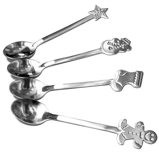 Set mit 4 Kaffeelöffel Aus Stahl mit elsässischen Dekoren