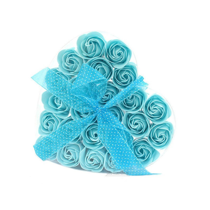 Boite de 24 Roses de Savon avec Noeud