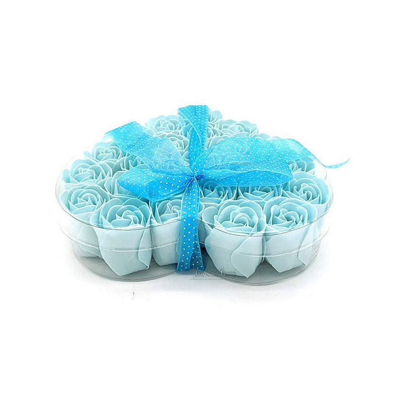 Boite de 24 Roses de Savon avec Noeud
