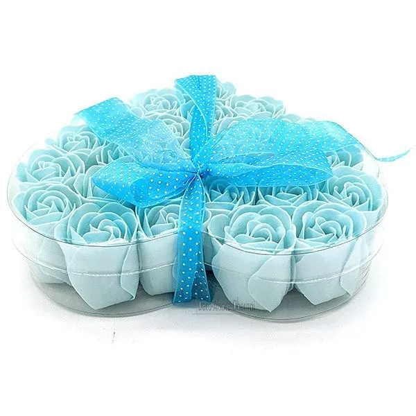 Schachtel mit 24 Seifenrosen mit Knoten