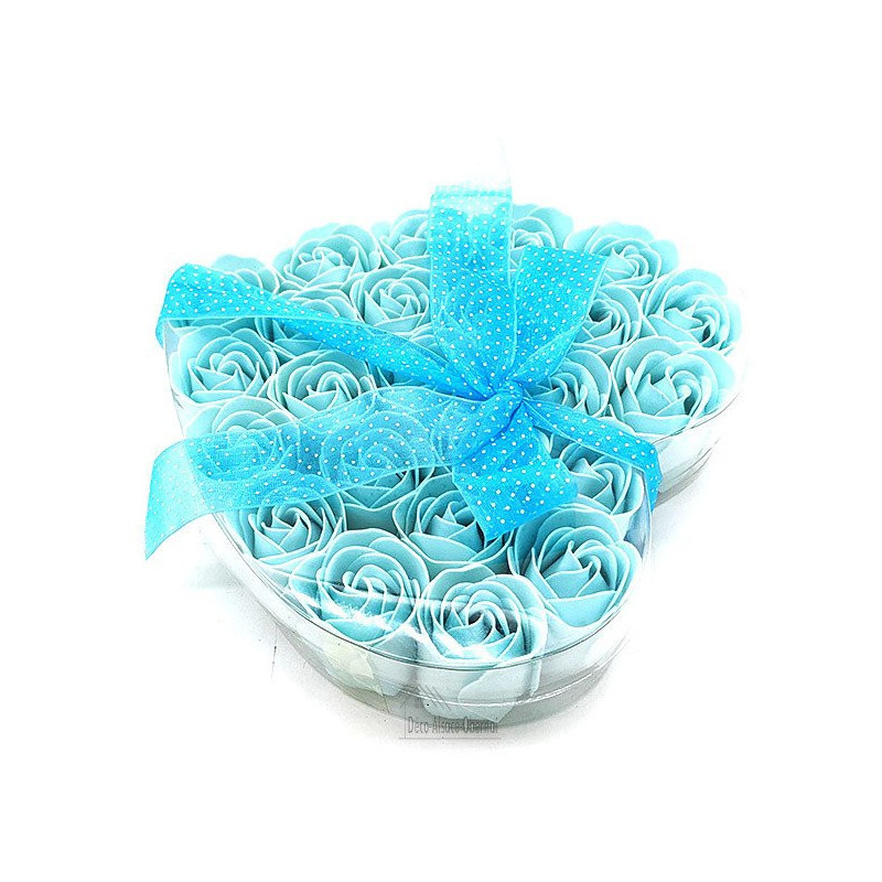 Boite de 24 Roses de Savon avec Noeud