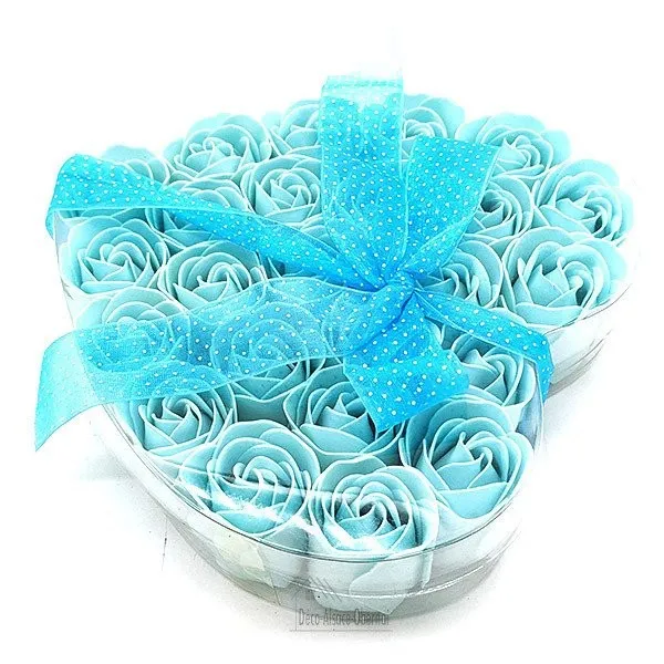 Boite de 24 Roses de Savon avec Noeud