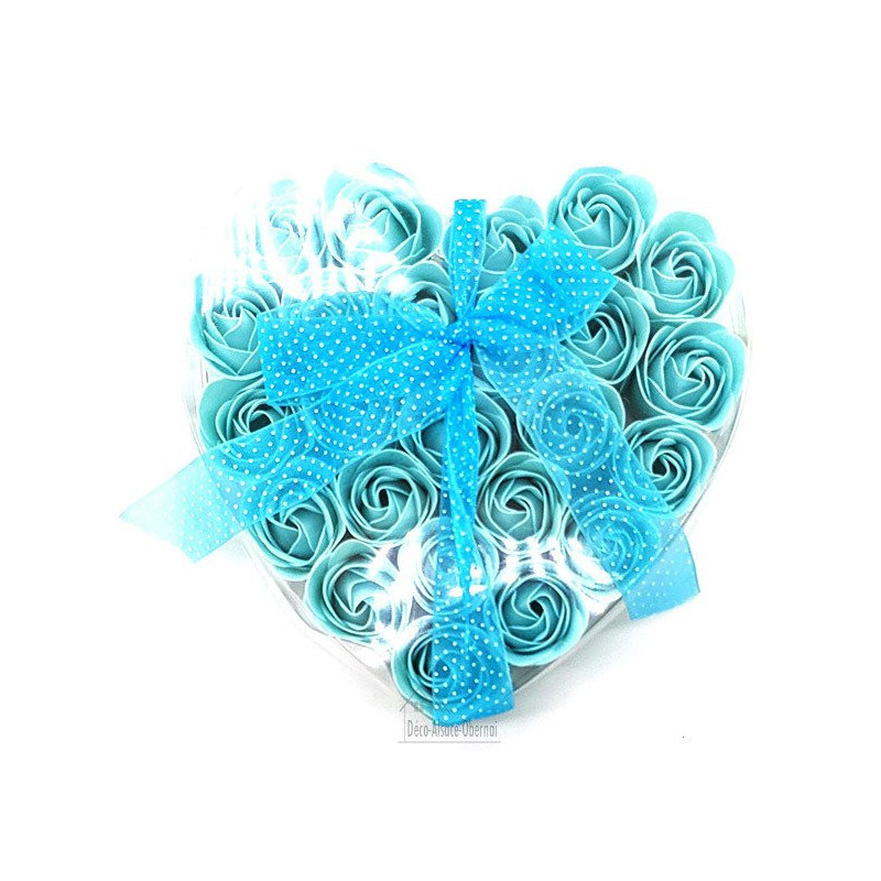 Boite de 24 Roses de Savon avec Noeud