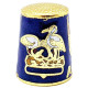 Blauer Fingerhut aus vergoldetem Metall mit Wappen Storch und Elsass