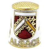 White Collection thimble in gold plated metal with Stork and Alsatian crest