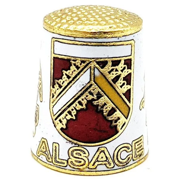White Collection thimble in gold plated metal with Stork and Alsatian crest