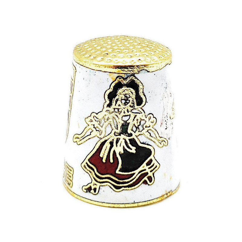 White Collection thimble in gold plated metal with Stork and Alsatian crest