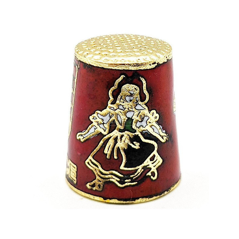 Red Collection thimble in gold plated metal with Stork and Alsatian crest