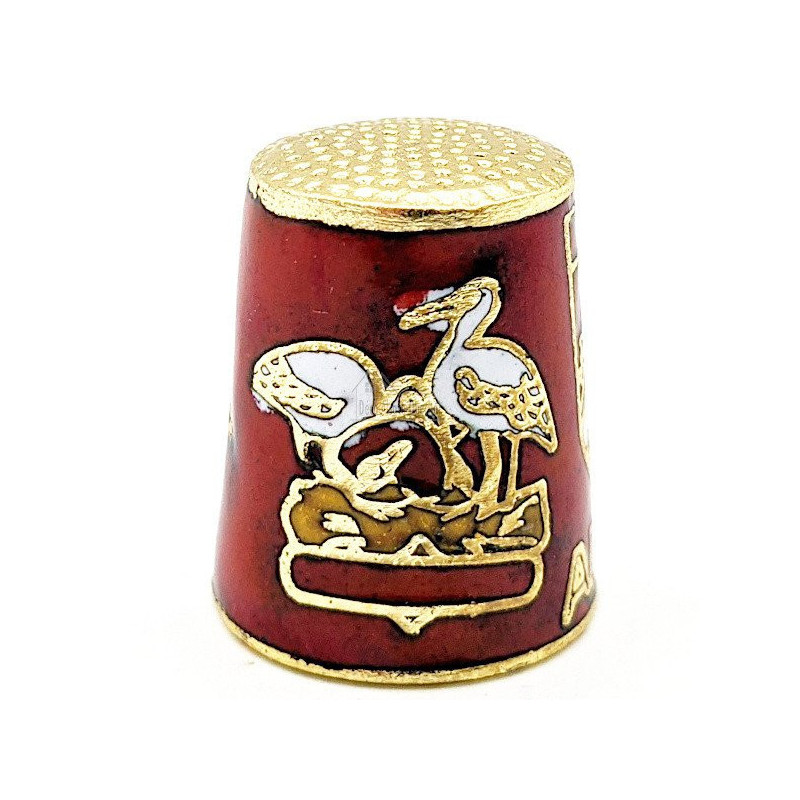 Red Collection thimble in gold plated metal with Stork and Alsatian crest