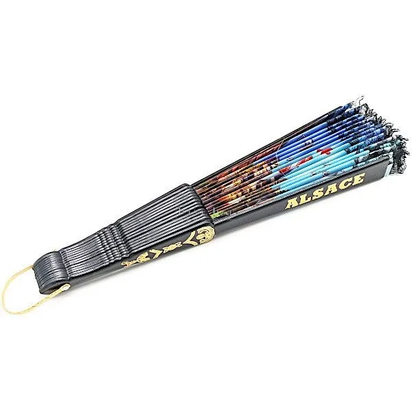 Folding fan decorated with Cities of Alsace, Stork and Villages in fabrics and lace