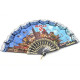 Folding fan decorated with Cities of Alsace, Stork and Villages in fabrics and lace