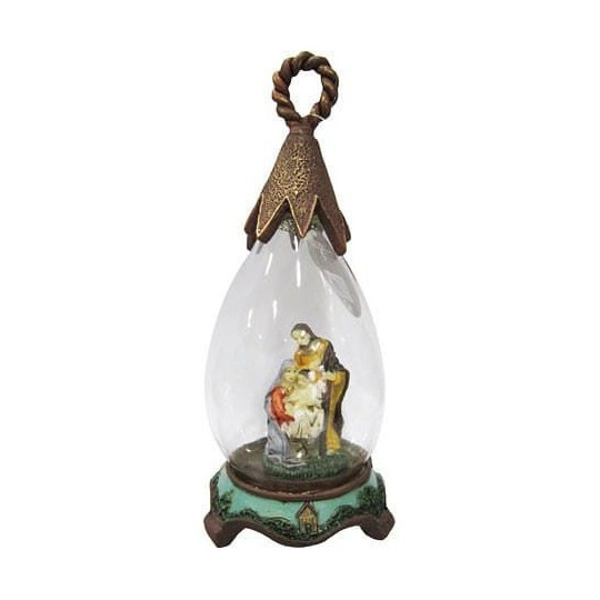 Crèche sous Goutte en Verre avec socle de Résine
