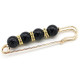 Broche Épingle à Nourrice Fantaisie dorée Perles Noires sertie de Strass