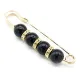 Broche Épingle à Nourrice Fantaisie dorée Perles Noires sertie de Strass