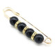 Schwarze Perlen Gold Phantasie Kindermädchen Pin Brosche Set mit Strass