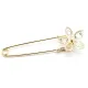Grande Broche Épingle à Nourrice Fantaisie dorée tête de Fleurs sertie de Strass
