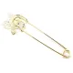 Grande Broche Épingle à Nourrice Fantaisie dorée tête de Fleurs sertie de Strass