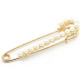 Large Golden Safety Pin Brooch with Fancy Pearls